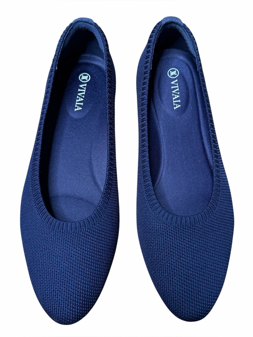 Vivaia Tamia 2.0 Almond Toe Ballet Flats Dark Blue Size 37.5 US 7 Navy Blue